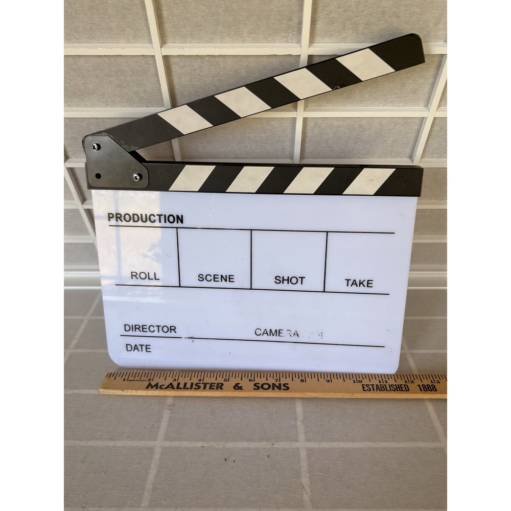 Acrylic Film Clapboard Slate Dry Erase Movie Director Clapper Board 10x12 Inch